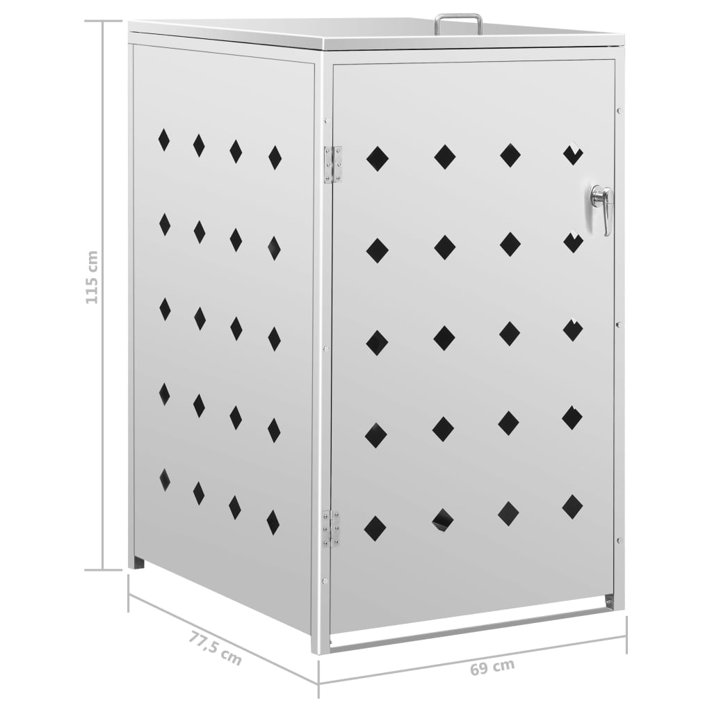 Mülltonnenbox 1 Tonne 240 L Edelstahl 69 x 77,5 x 115 cm Mülltonnenverkleidung