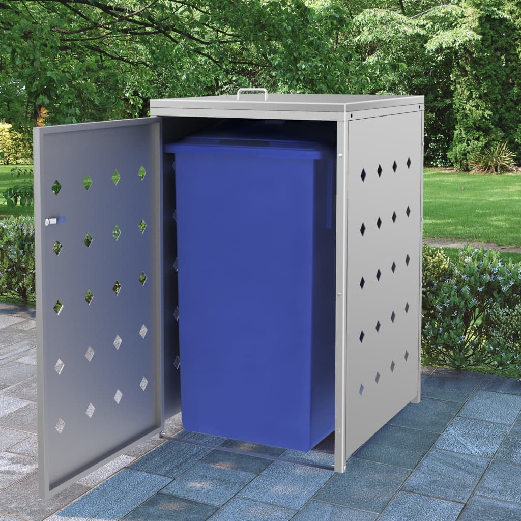 Mülltonnenbox 1 Tonne 240 L Edelstahl 69 x 77,5 x 115 cm Mülltonnenverkleidung