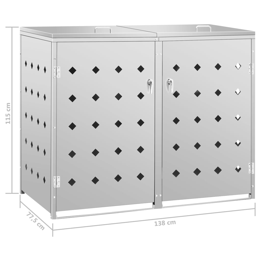 Mülltonnenbox 2 Tonnen 240 L Edelstahl 138 x 77,5 x 115 cm Mülltonnenverkleidung