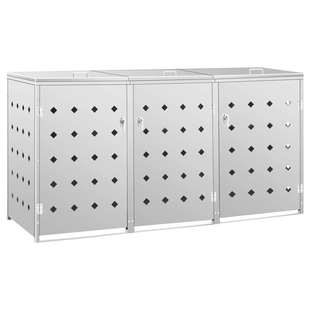 Mülltonnenbox 3 Tonnen 240 L Edelstahl 207 x 77,5 x 115 cm Mülltonnenverkleidung