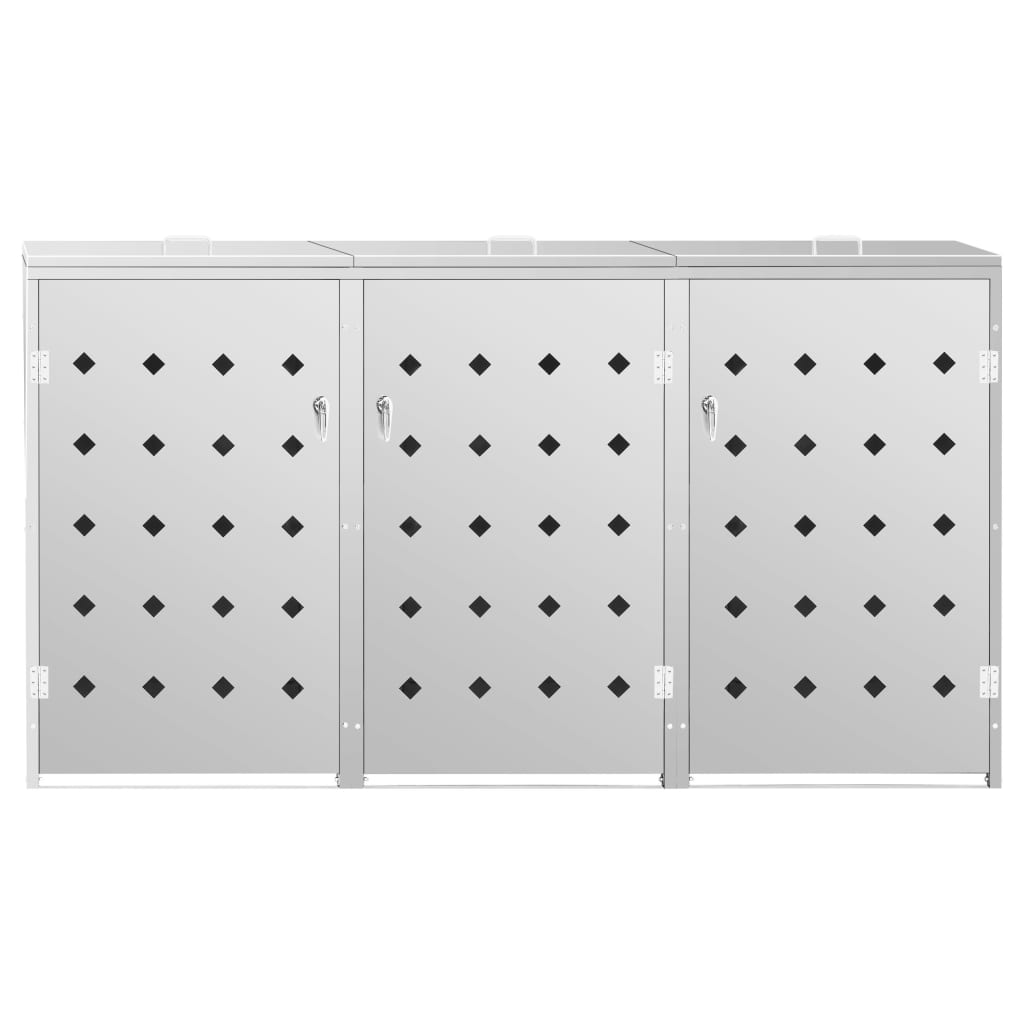 Mülltonnenbox 3 Tonnen 240 L Edelstahl 207 x 77,5 x 115 cm Mülltonnenverkleidung