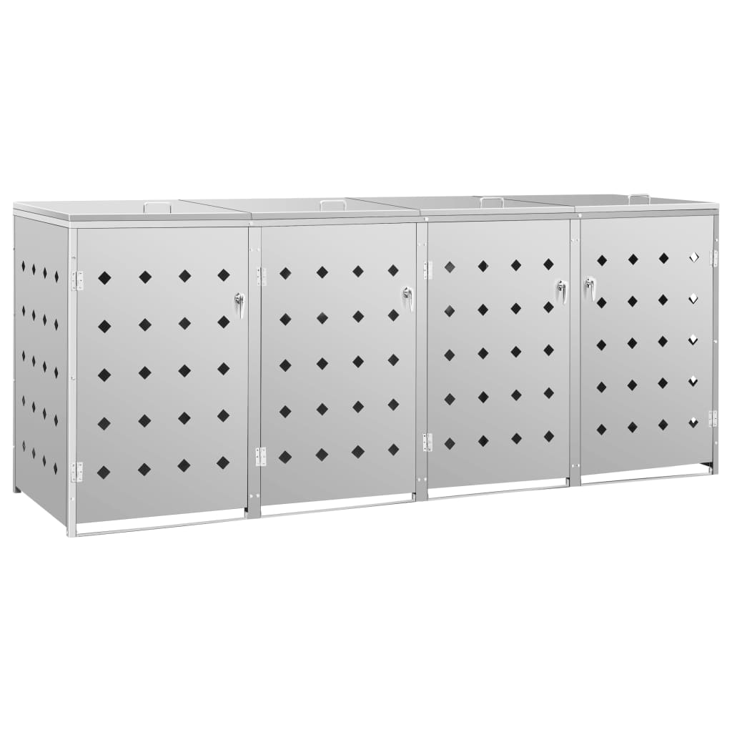Mülltonnenbox 4 Tonnen 240 L Edelstahl 276 x 77,5 x 115 cm Mülltonnenverkleidung