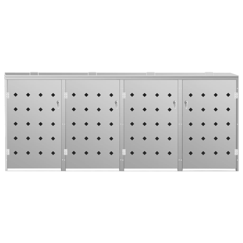 Mülltonnenbox 4 Tonnen 240 L Edelstahl 276 x 77,5 x 115 cm Mülltonnenverkleidung