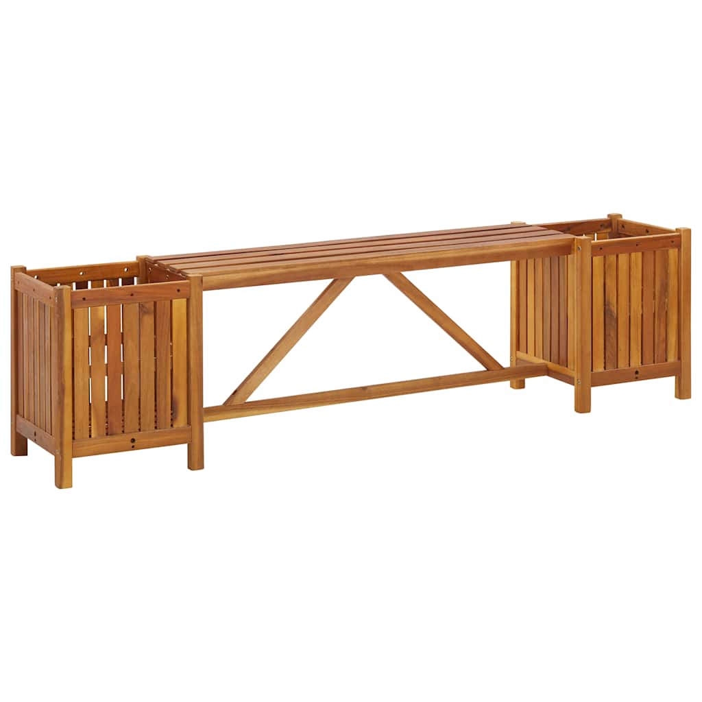 Gartenbank mit 2 Pflanzkübeln 150×30×40 cm Massivholz Akazie Braun