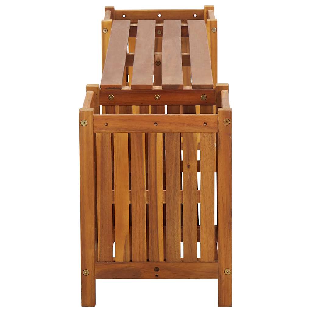Gartenbank mit 2 Pflanzkübeln 150×30×40 cm Massivholz Akazie Braun