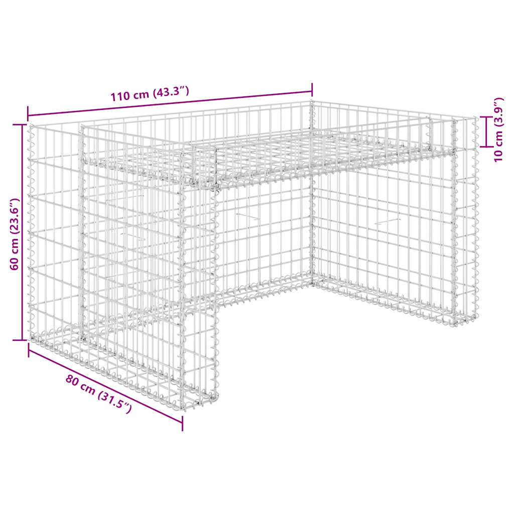 Rasenroboter-Garage mit Gabione Hochbeet 110x80x60 cm Rasenmähergarage