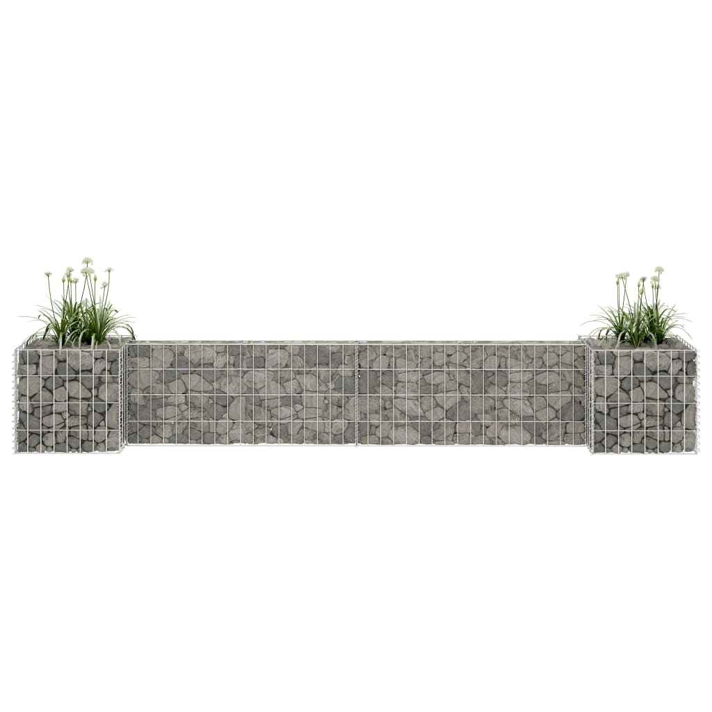 Gabionen Pflanzkorb H-Form Stahldraht 260x40x40 cm verzinkt Gabionenwand Pflanzkasten