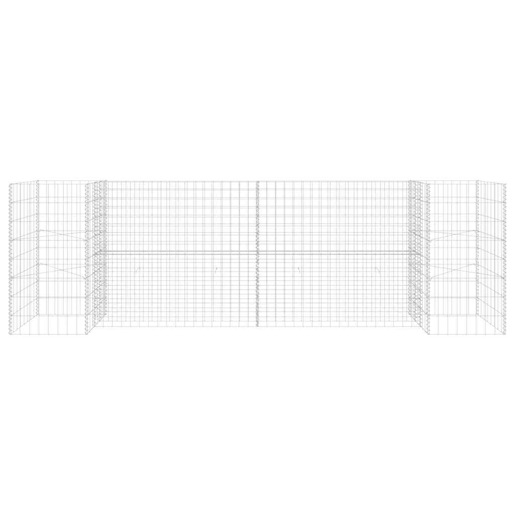 Gabionen Pflanzkorb H-Form Stahldraht 260x40x80 cm verzinkt Gabionenwand Pflanzkasten