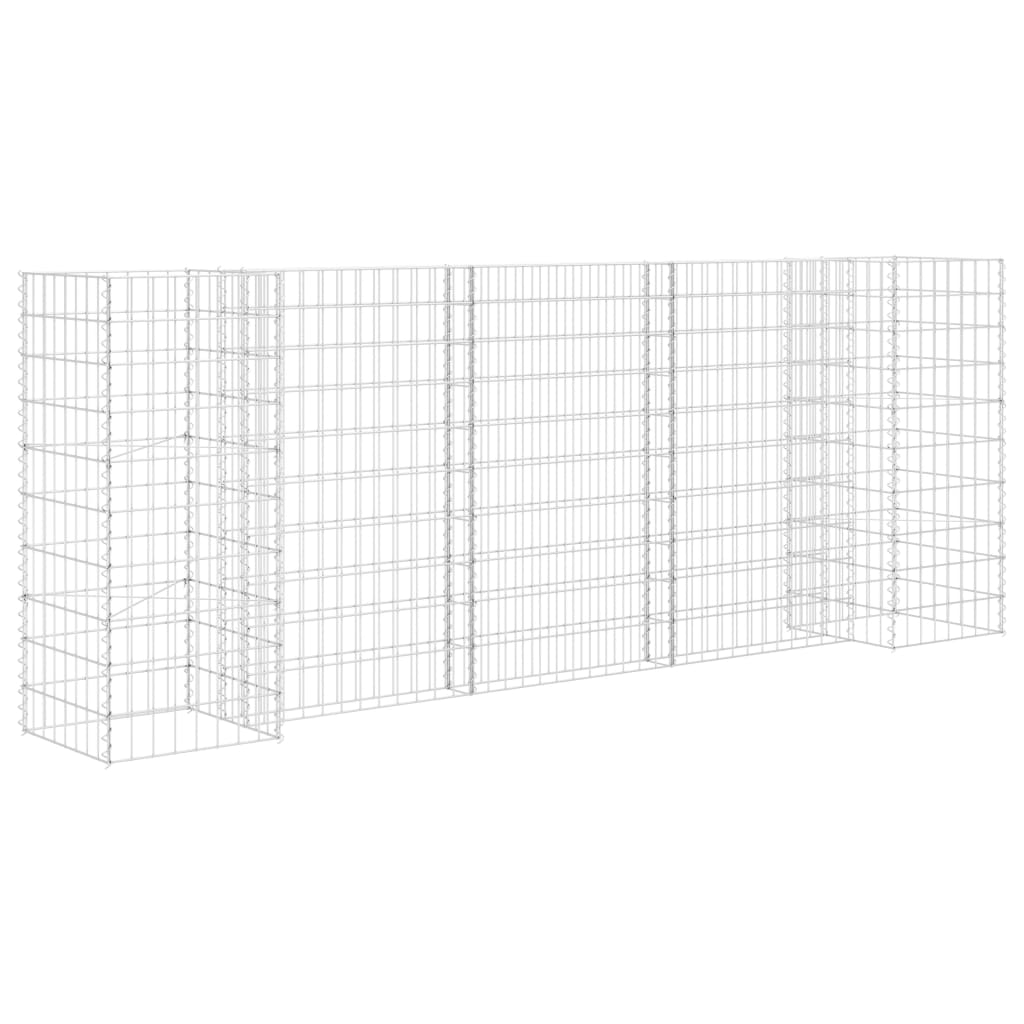 Gabionen Pflanzkorb H-Form Stahldraht 260x40x100 cm verzinkt Gabionenwand Mauer