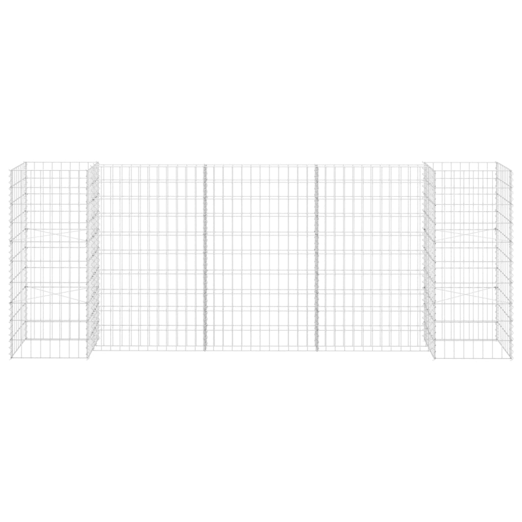 Gabionen Pflanzkorb H-Form Stahldraht 260x40x100 cm verzinkt Gabionenwand Mauer