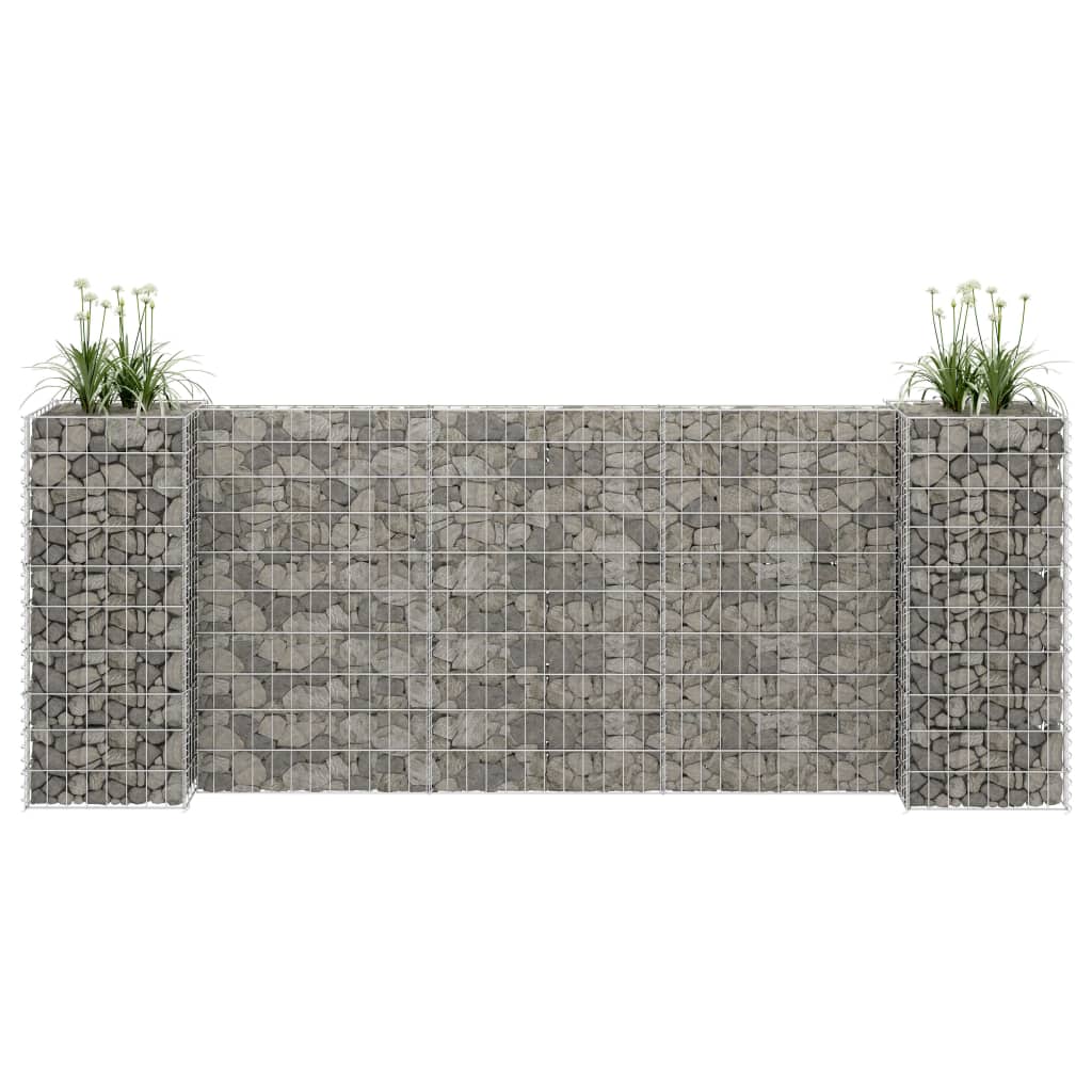 Gabionen Pflanzkorb H-Form Stahldraht 260x40x100 cm verzinkt Gabionenwand Mauer