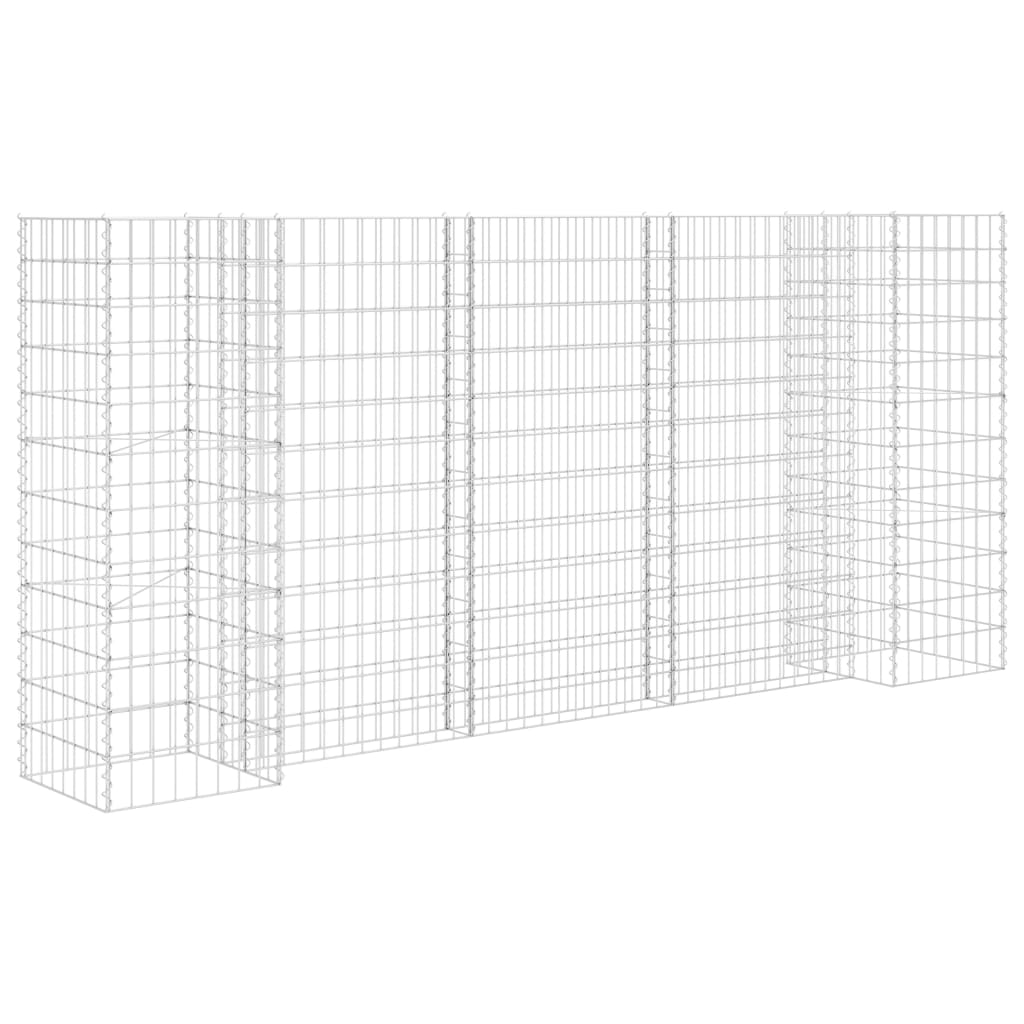 Gabionen Pflanzkorb H-Form Stahldraht 260x40x120 cm verzinkt Gabionenwand Mauer