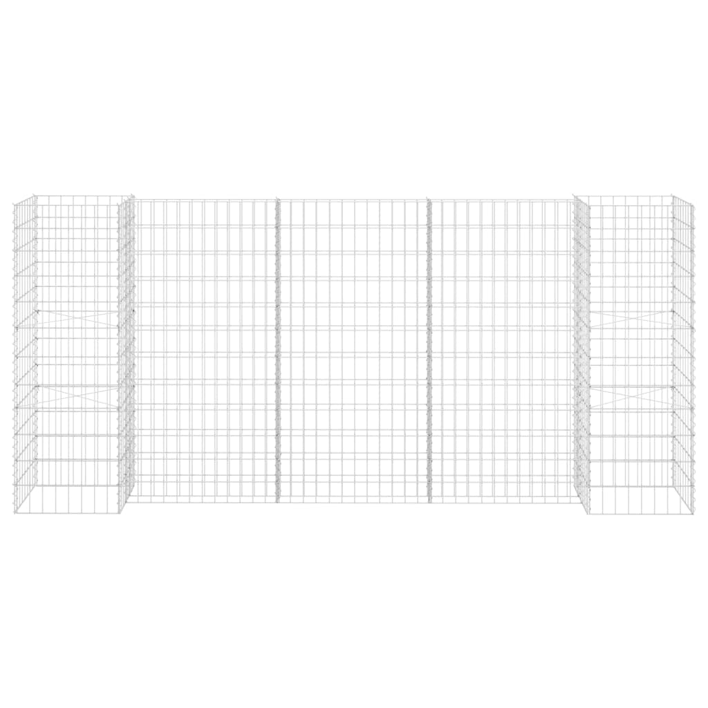 Gabionen Pflanzkorb H-Form Stahldraht 260x40x100 cm verzinkt Gabionenwand Mauer