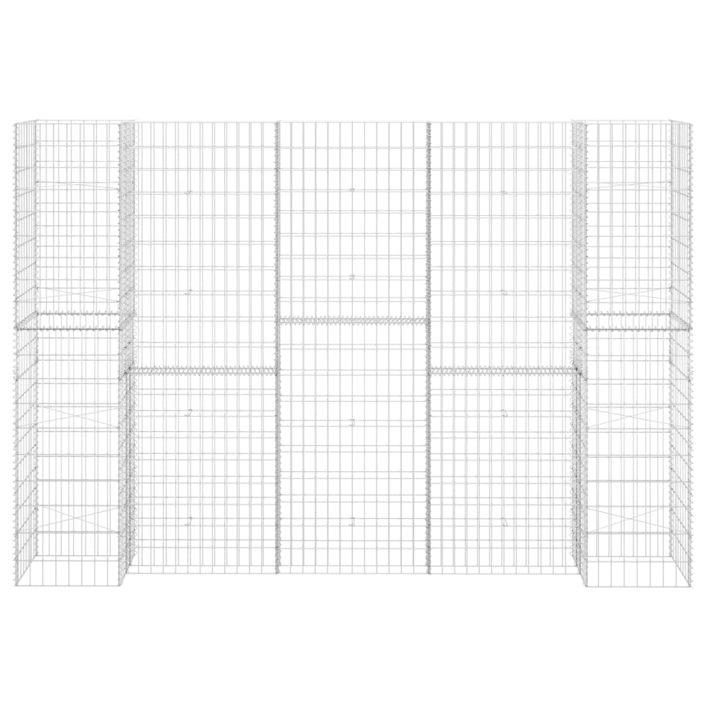 Gabionen Pflanzkorb H-Form Stahldraht 260x40x180 cm verzinkt Gabionenwand Mauer