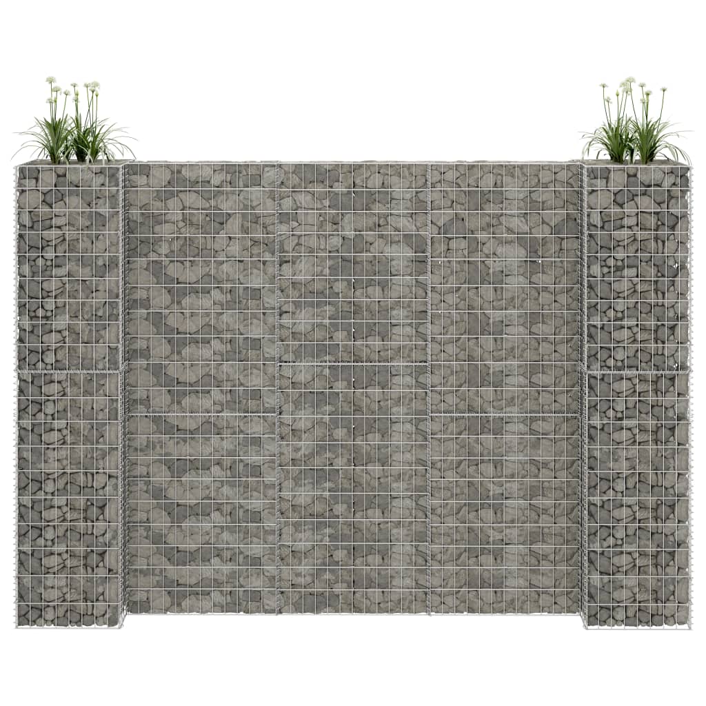 Gabionen Pflanzkorb H-Form Stahldraht 260x40x180 cm verzinkt Gabionenwand Mauer