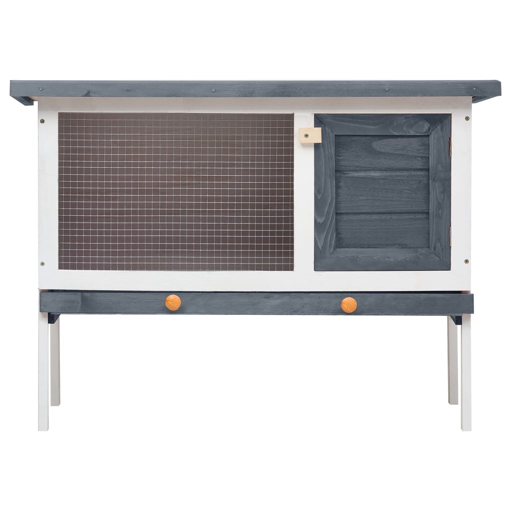 Kaninchenstall Grau Holz 90 x 45 x 65 cm 1 Ebene Hasenstall Kleintierstall