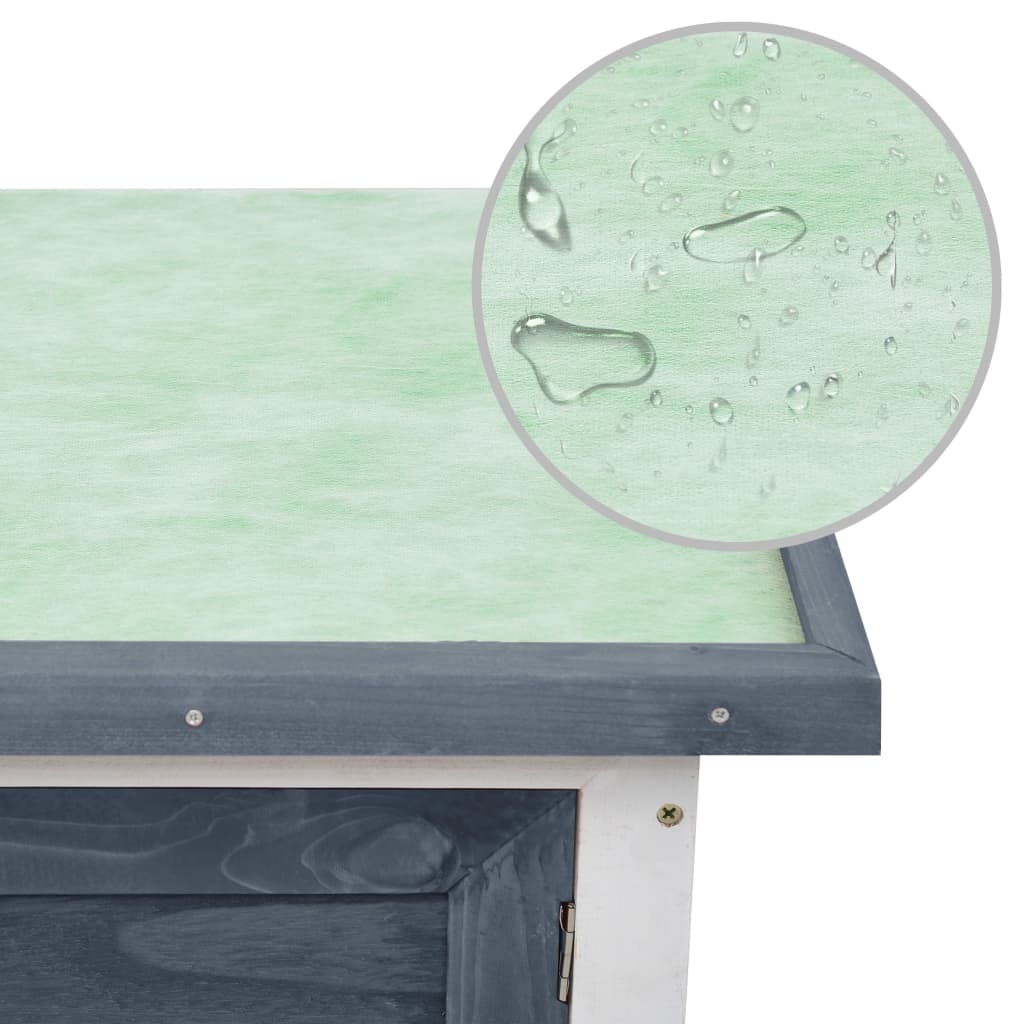 Kaninchenstall Grau Holz 90 x 45 x 65 cm 1 Ebene Hasenstall Kleintierstall