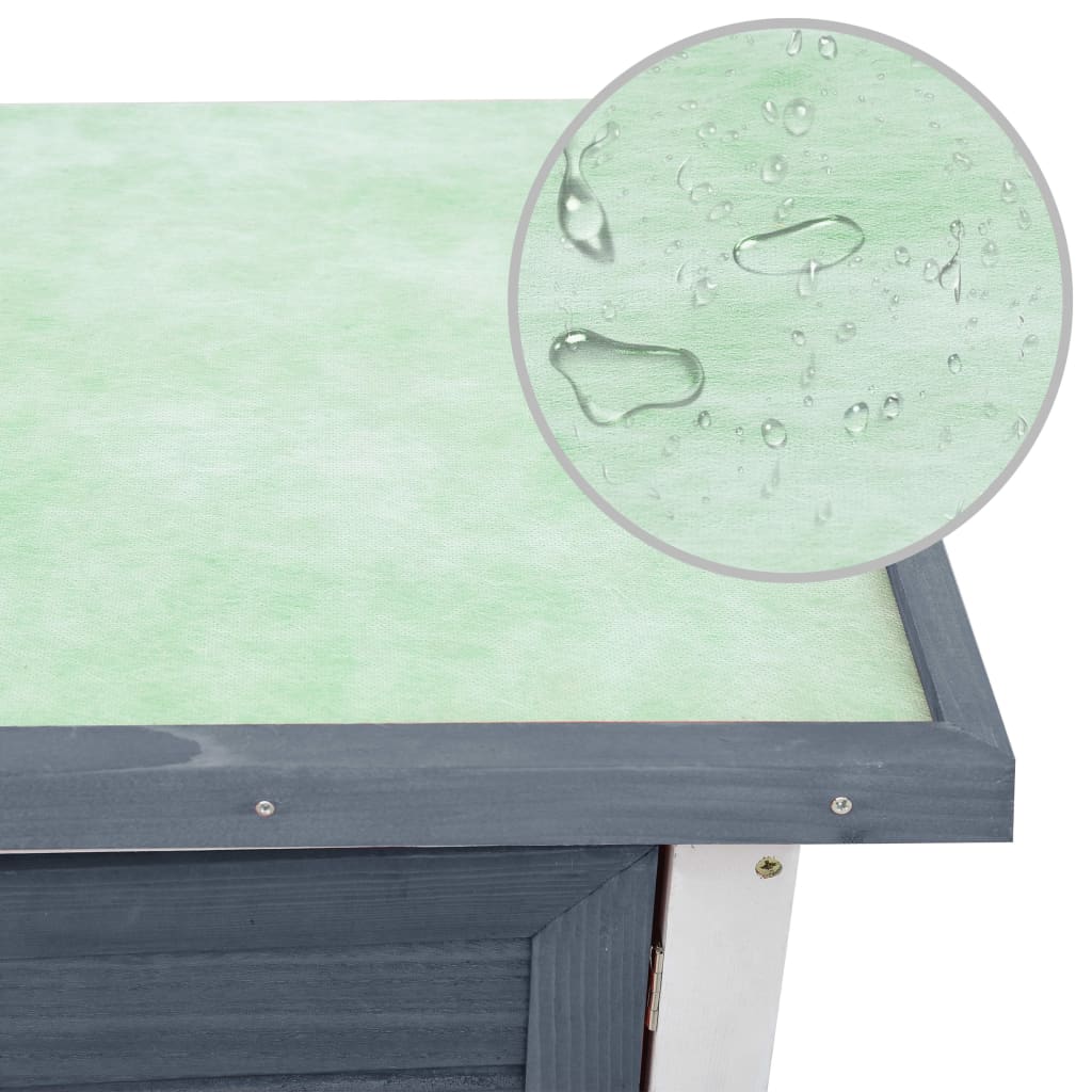 Kaninchenstall Hasenstall Kleintierstall 90 x 45 x 80 cm Tür Grau Holz Kiefer