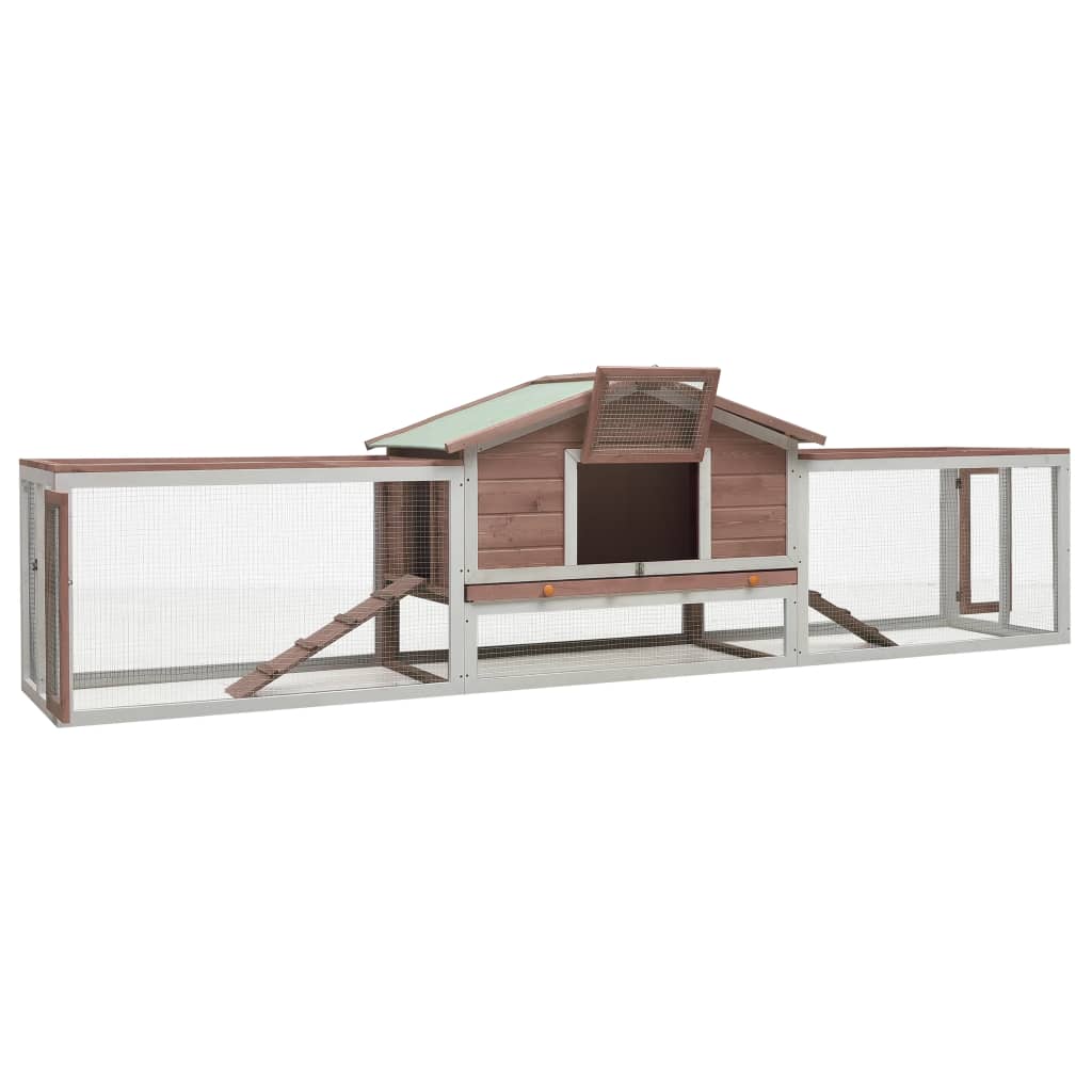 Kaninchenstall Mokka 303 x 60 x 86 cm Kiefer & Tanne Massivholz
