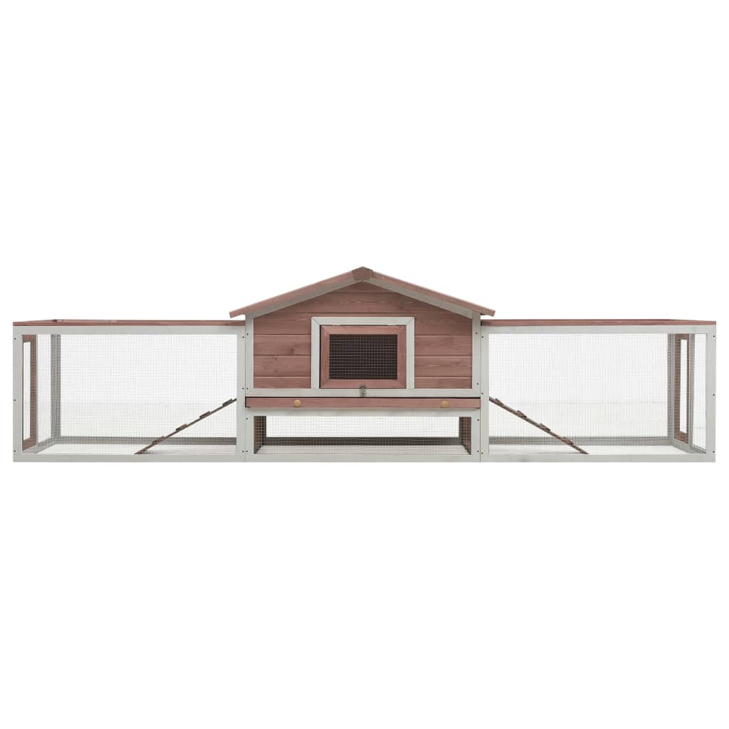 Kaninchenstall Mokka 303 x 60 x 86 cm Kiefer & Tanne Massivholz