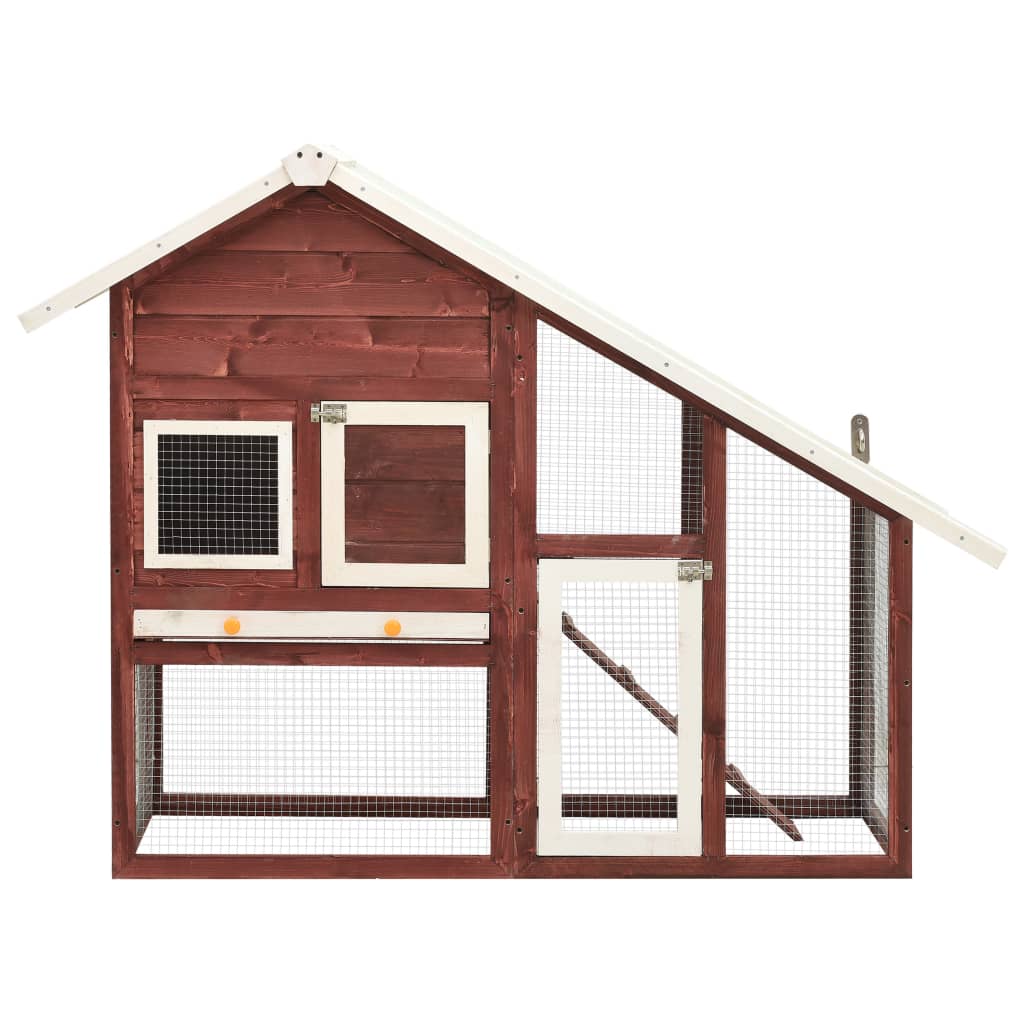 Kaninchenstall Mokka Weiß 140x63x120 cm Tanne Massivholz Hasenstall