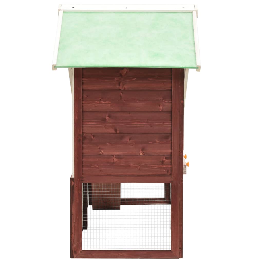 Kaninchenstall Mokka Weiß 140x63x120 cm Tanne Massivholz Hasenstall