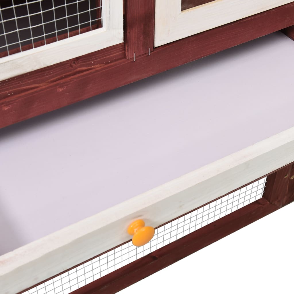 Kaninchenstall Mokka Weiß 140x63x120 cm Tanne Massivholz Hasenstall