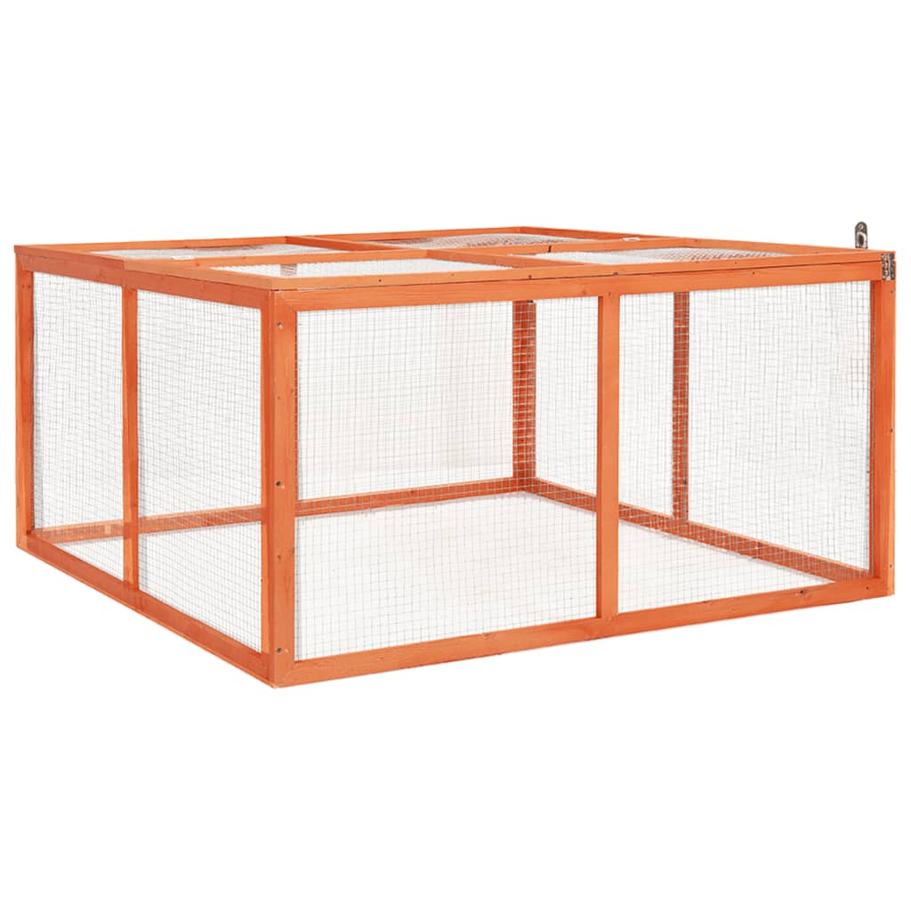 Kaninchenstall 124x120x60 cm Massivholz Tanne Kleintierstall Meerschweinchen