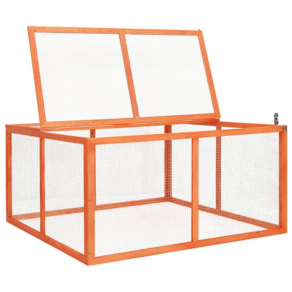 Kaninchenstall 124x120x60 cm Massivholz Tanne Kleintierstall Meerschweinchen