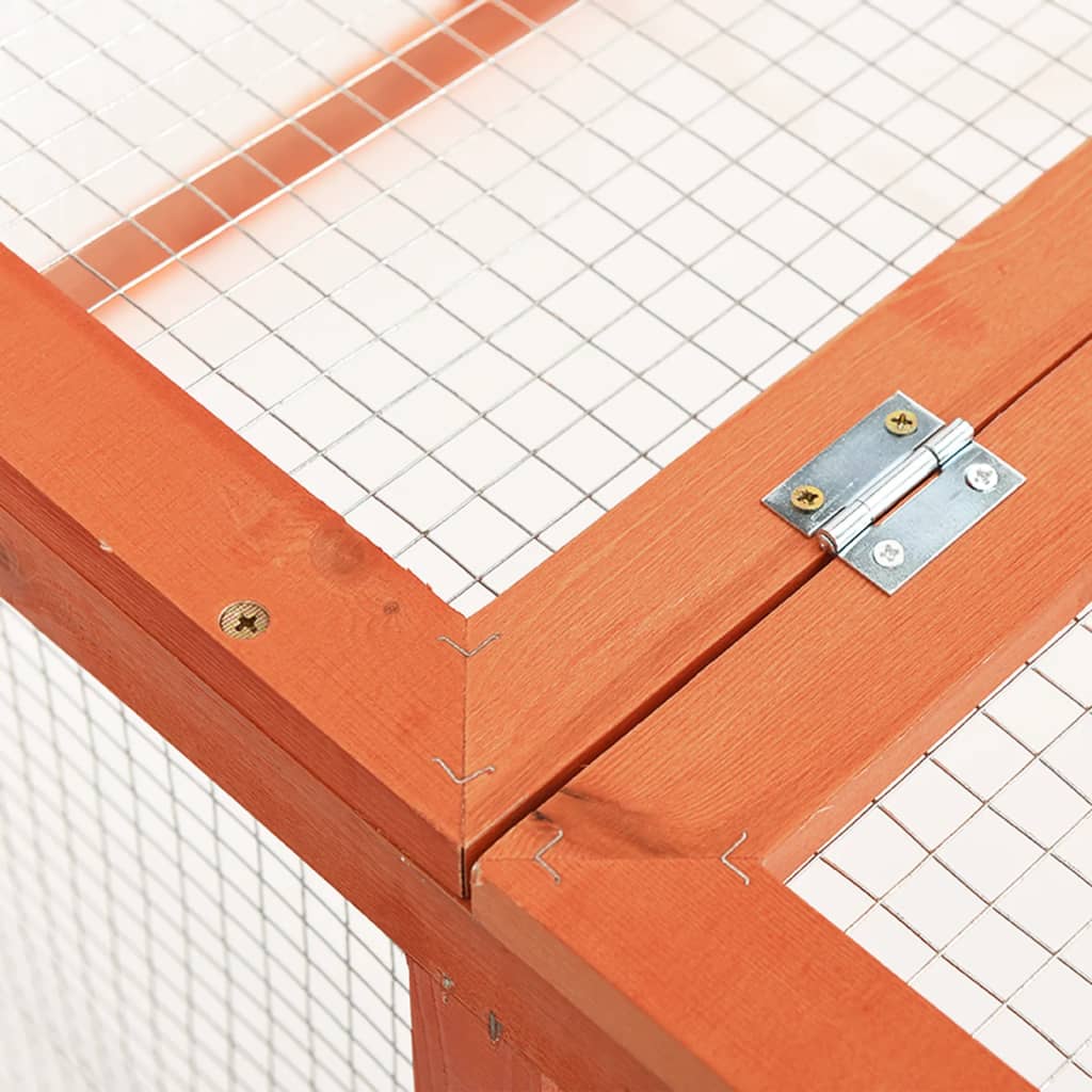 Kaninchenstall 124x120x60 cm Massivholz Tanne Kleintierstall Meerschweinchen