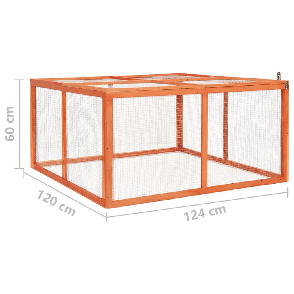 Kaninchenstall 124x120x60 cm Massivholz Tanne Kleintierstall Meerschweinchen