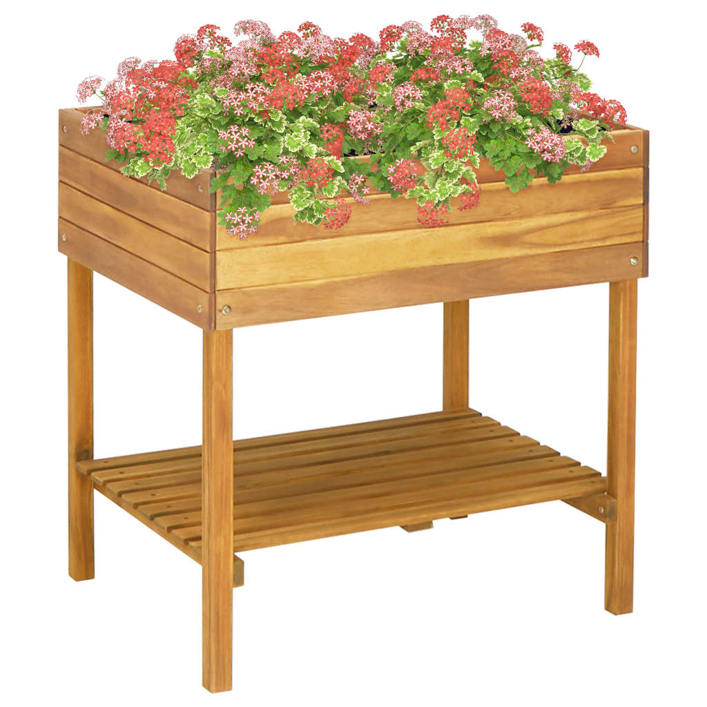 Hochbeet 78,5 x 58,5 x 78,5 cm Massivholz Akazie Braun Hellbraun Blumenkübel