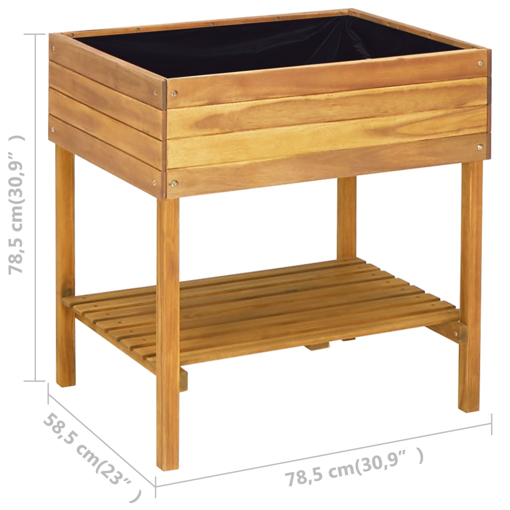 Hochbeet 78,5 x 58,5 x 78,5 cm Massivholz Akazie Braun Hellbraun Blumenkübel