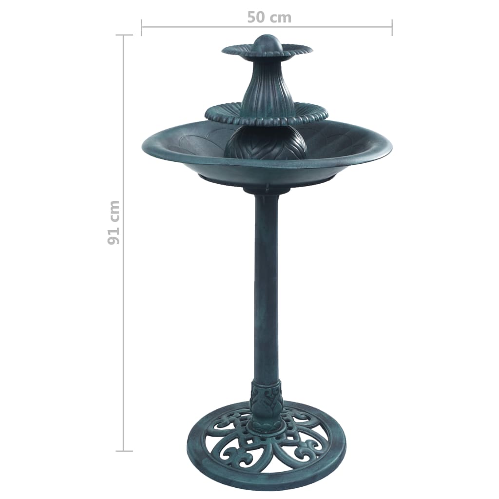 Vogelbad mit Springbrunnen Grün 50x91 cm Kunststoff Vogeltränke