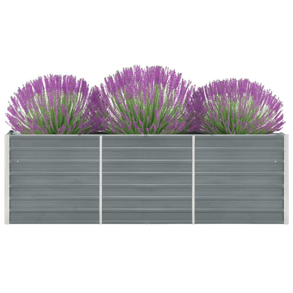 Garten-Hochbeet Verzinkter Stahl 240×40×77 cm Grau Pflanzbeet Pflanzkübel