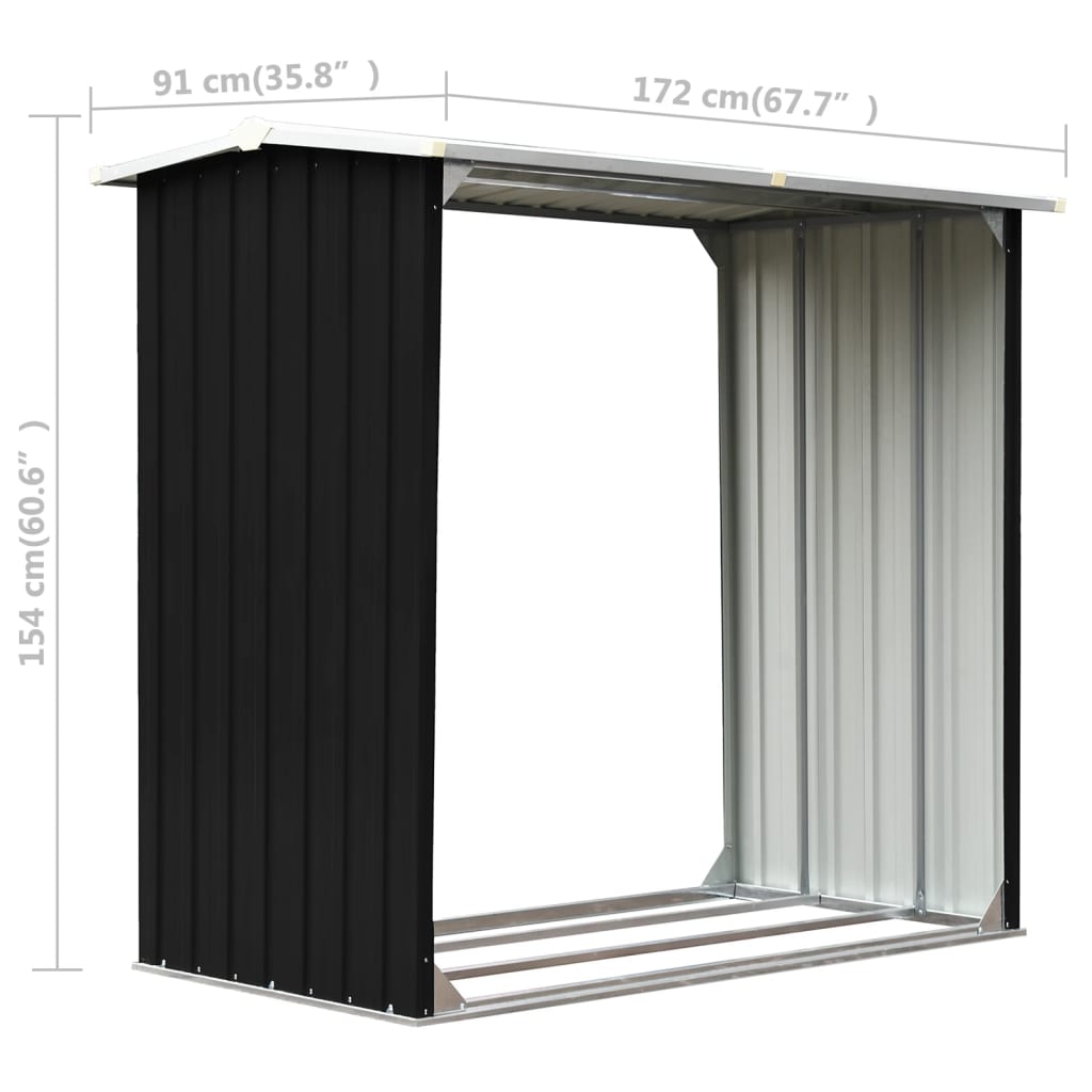 Brennholzlager verzinkter Stahl 172x91x154 cm Anthrazit Holzlager Feuerholz