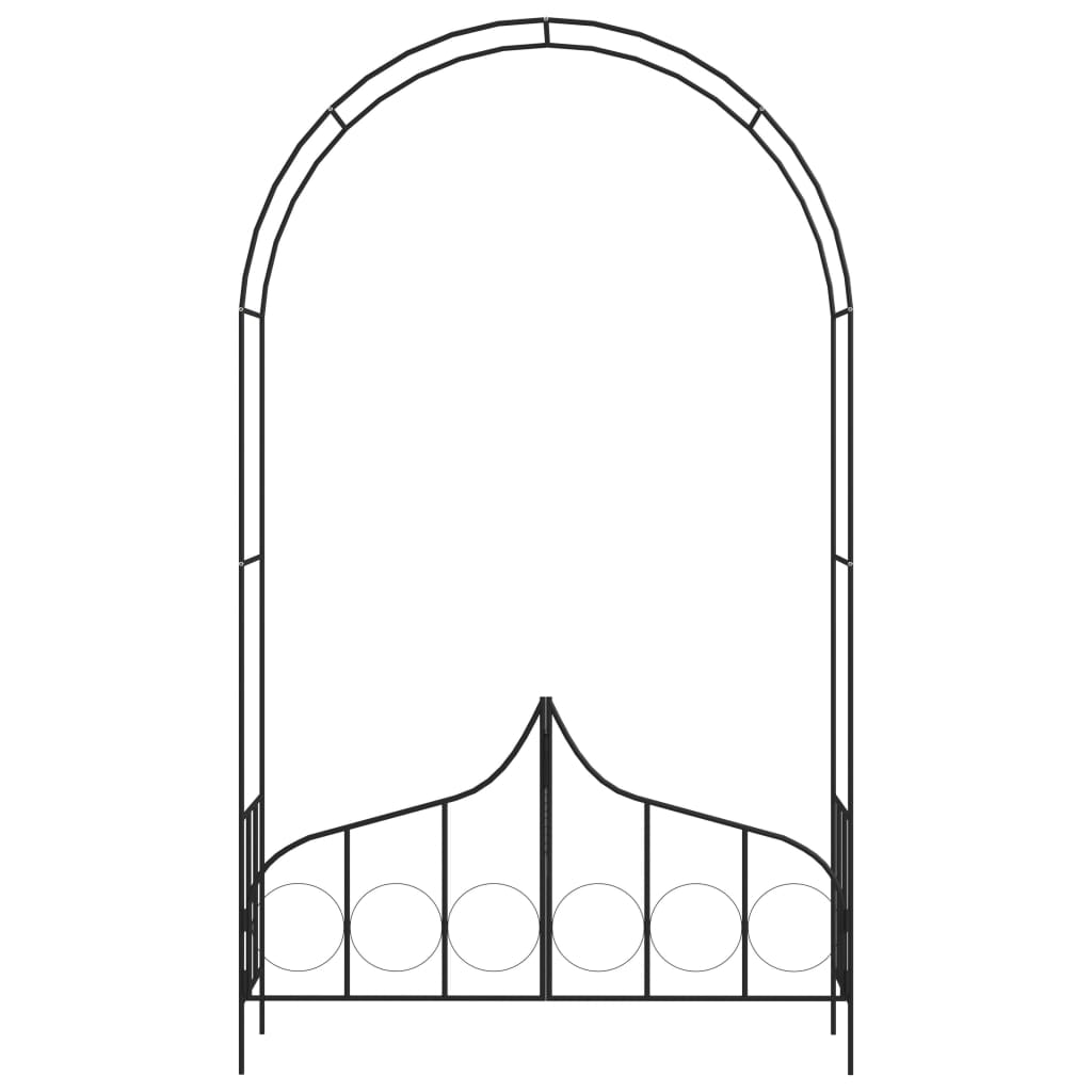 Rosenbogen mit Tor Torbogen Schwarz 238 cm Eisen Gartentor Rankgitter