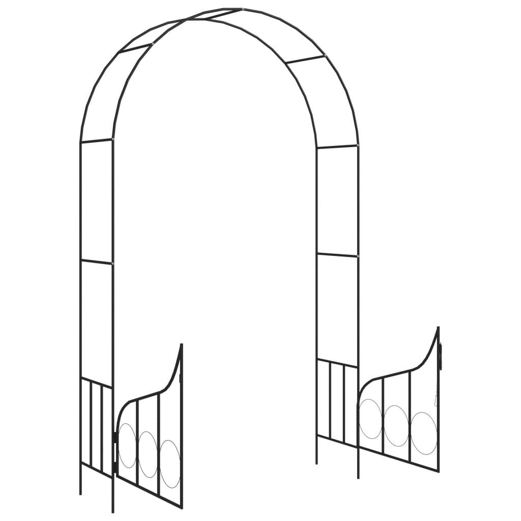 Rosenbogen mit Tor Torbogen Schwarz 238 cm Eisen Gartentor Rankgitter