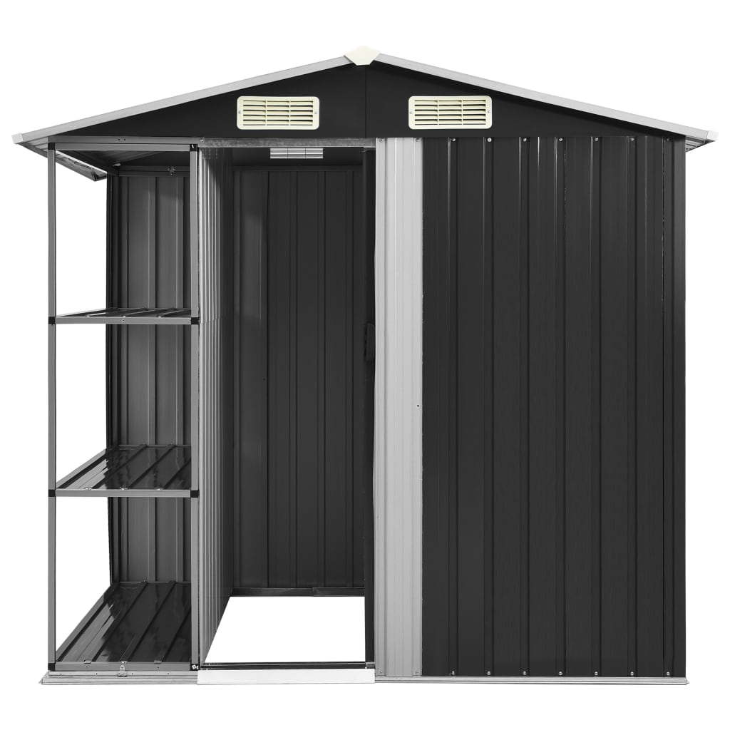 Gartenhaus Geräteschuppen Regal Anthrazit 205x130x183 cm Eisen
