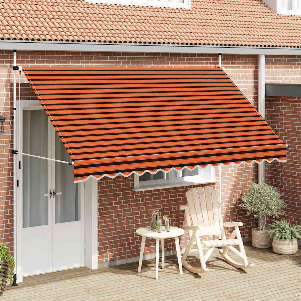 Einziehbare Markise Handkurbel 350 cm Orange Braun Sonnenmarkise Sonnenschutz