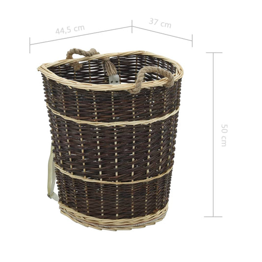 Holzkorb Trageriemen 44,5x37x50 cm Natur Weidekorb Tragekorb Transportkorb Braun