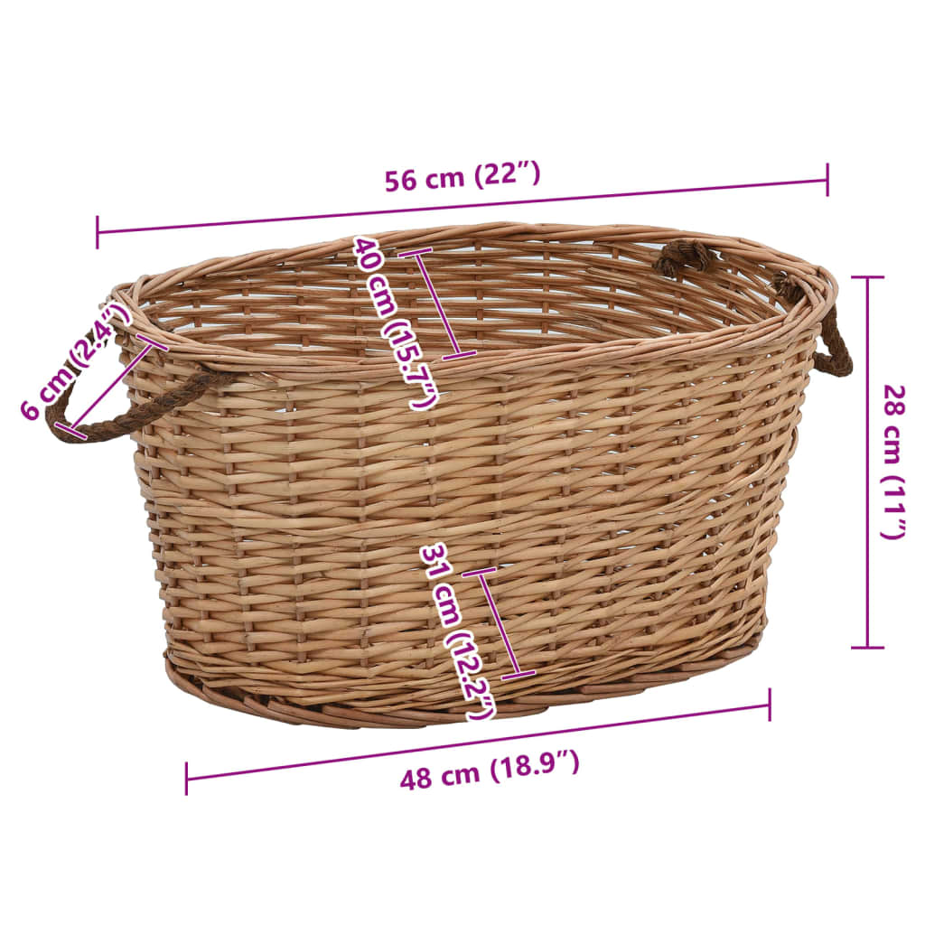 Holzkorb mit Tragegriffen 58×42×29 cm Natur Weidekorb Braun Erntekorb