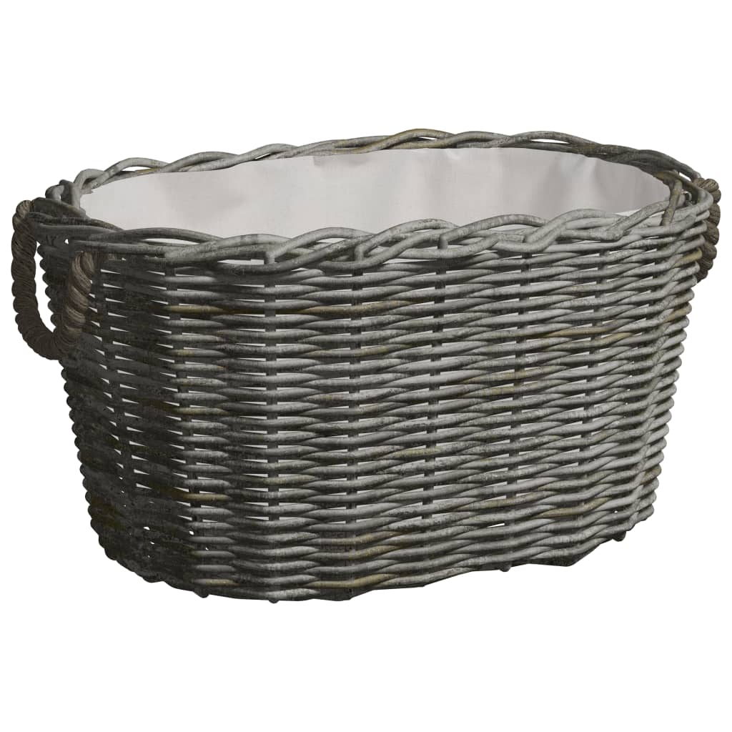 Holzkorb mit Trageriemen 59x42x28 cm Natur Weidekorb Tragekorb Anthrazit
