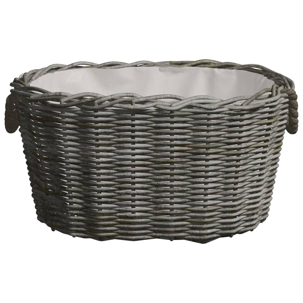 Holzkorb mit Trageriemen 59x42x28 cm Natur Weidekorb Tragekorb Anthrazit