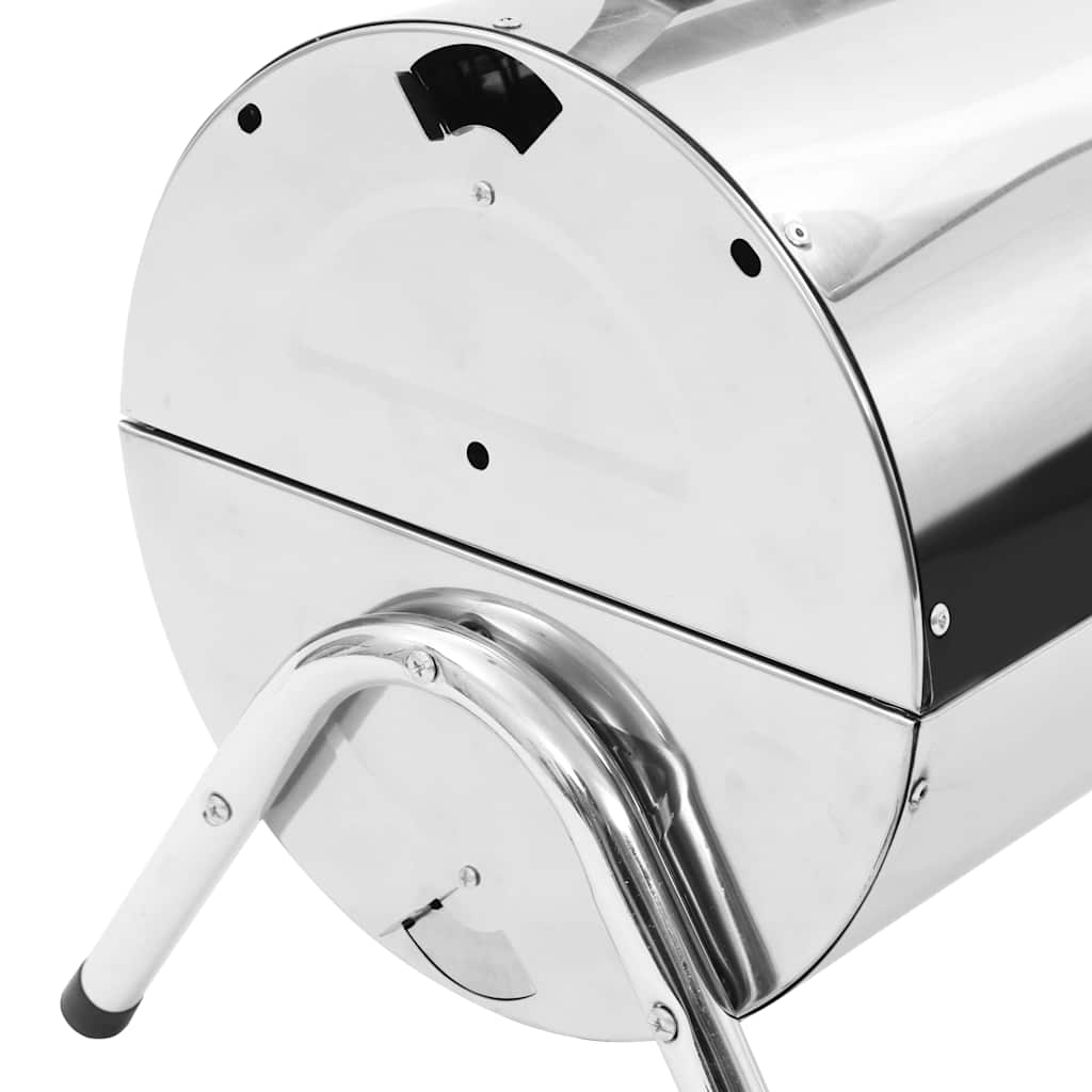 Tragbarer Tisch-Holzkohlegrill Edelstahl Doppelrost 42x30x37 cm silber
