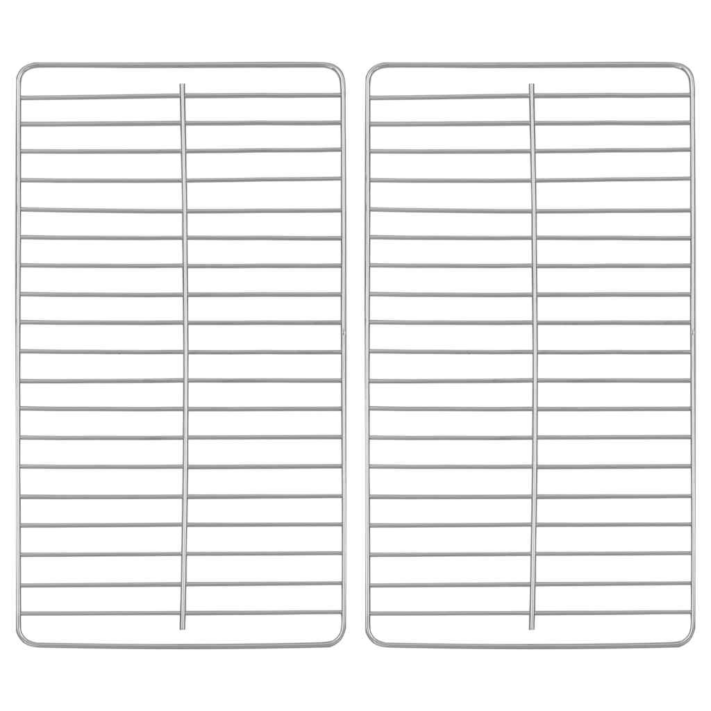 Tragbarer Tisch-Holzkohlegrill Edelstahl Doppelrost 42x30x37 cm silber