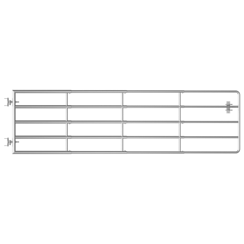 5-Rohre-Weidetor Stahl (115-300)×90 cm Silbern Weidezauntür verzinkt selbstschließend