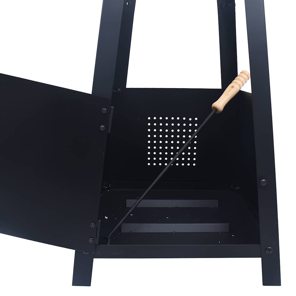 Feuerstelle Terrassenofen Kaminofen Schwarz 35×35×99 cm Stahl Feuerschale