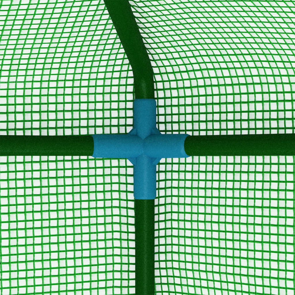 Foliengewächshaus mit Regalen Stahl 143x143x195 cm grün PE-Netzgewebe Rolltür
