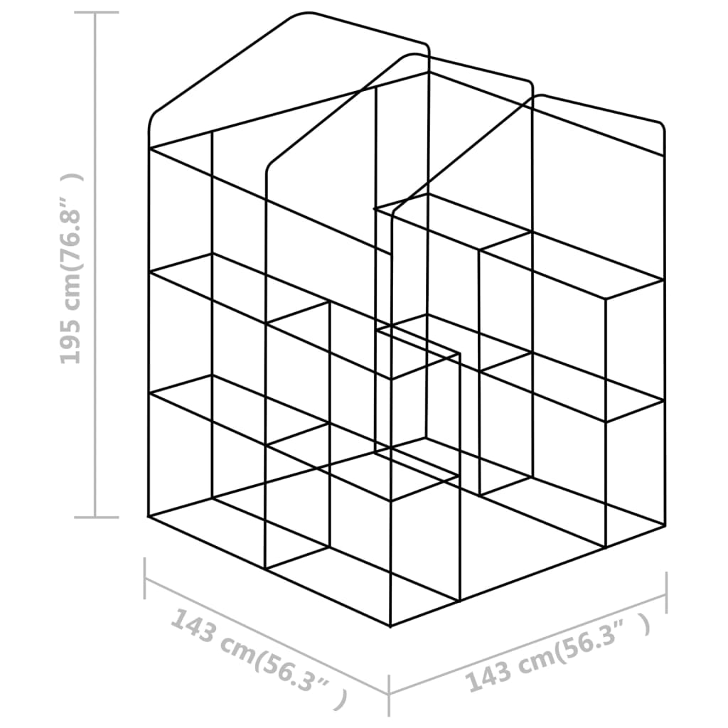 Foliengewächshaus mit Regalen Stahl 143x143x195 cm grün PE-Netzgewebe Rolltür
